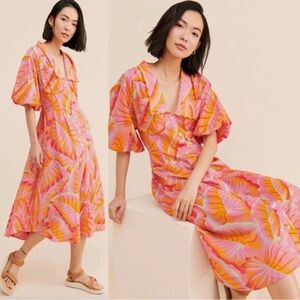 Farm Rio $220 M Bright Forest Button MIDI Dress